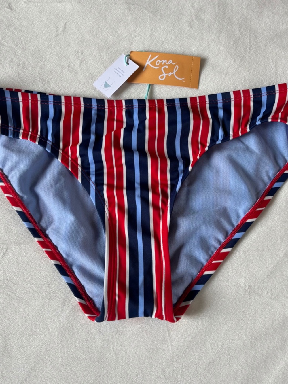 Kona Sol Bikini Bottom Stripe Low-rise Medium Seat Women's Size M (8-10) NWT